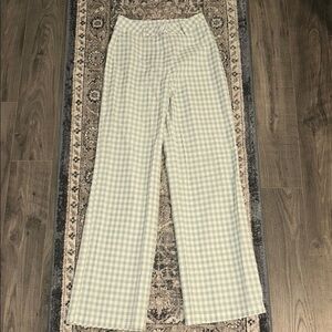 Plaid Women's Pants in Green and White